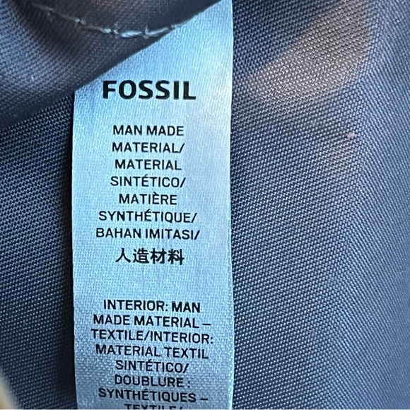 Fossil Madison Tab Clutch Wallet Slim Bi-Fold Black Taupe Geo Print PVC 7.5x3.5 - Picture 7 of 9